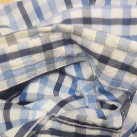 Classic Blue and White Plaid Men's Shirt - Picture 13 of 13